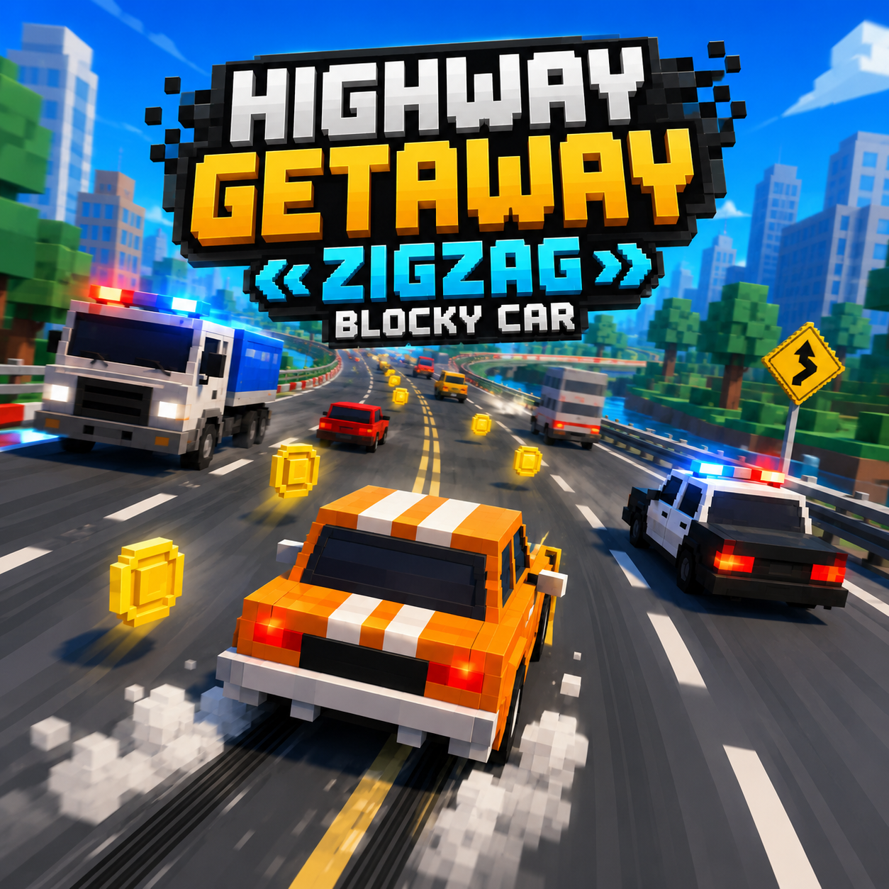 دانلود بازی Highway Getaway: ZigZag Blocky Car